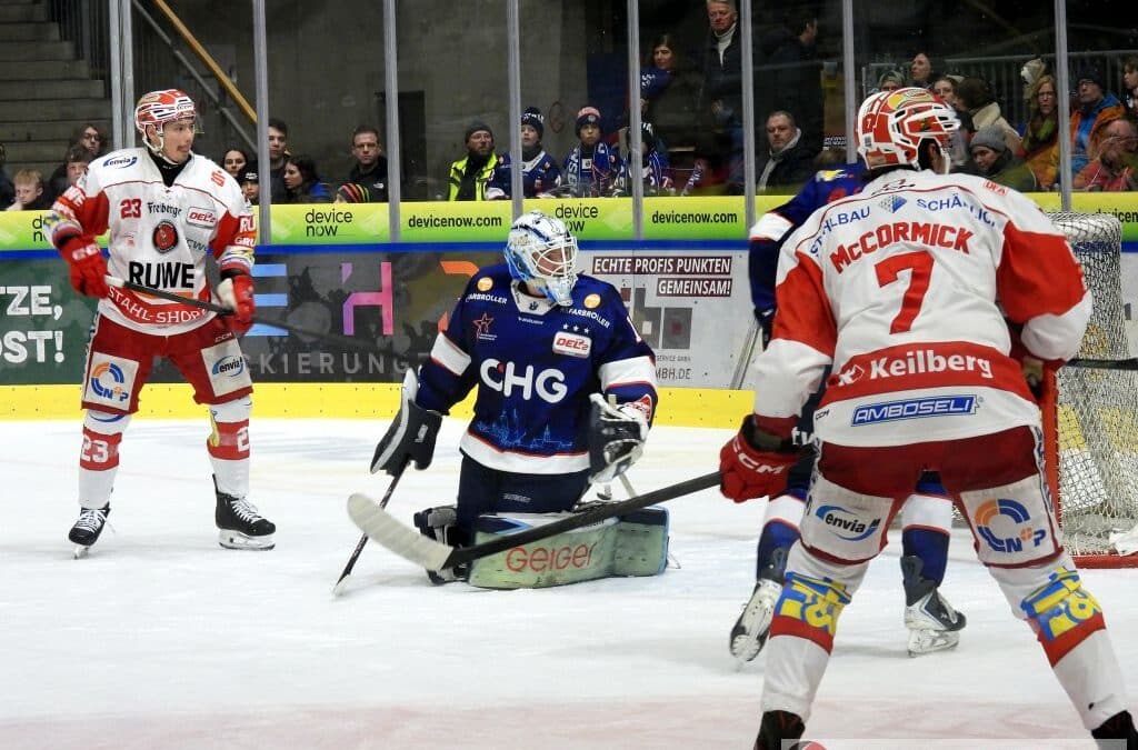 Eispiraten Crimmitschau belohnen sich nach kämpferischer Leistung mit einem Punkt in Ravensburg