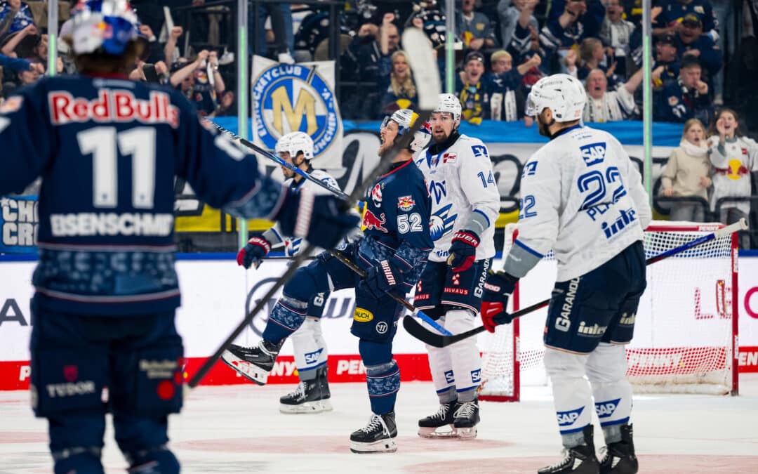 EHC Red Bull München verlängert die Serie dank des ersten Erfolges gegen die Adler Mannheim, der deutlich ausfällt