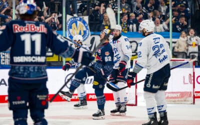EHC Red Bull München verlängert die Serie dank des ersten Erfolges gegen die Adler Mannheim, der deutlich ausfällt